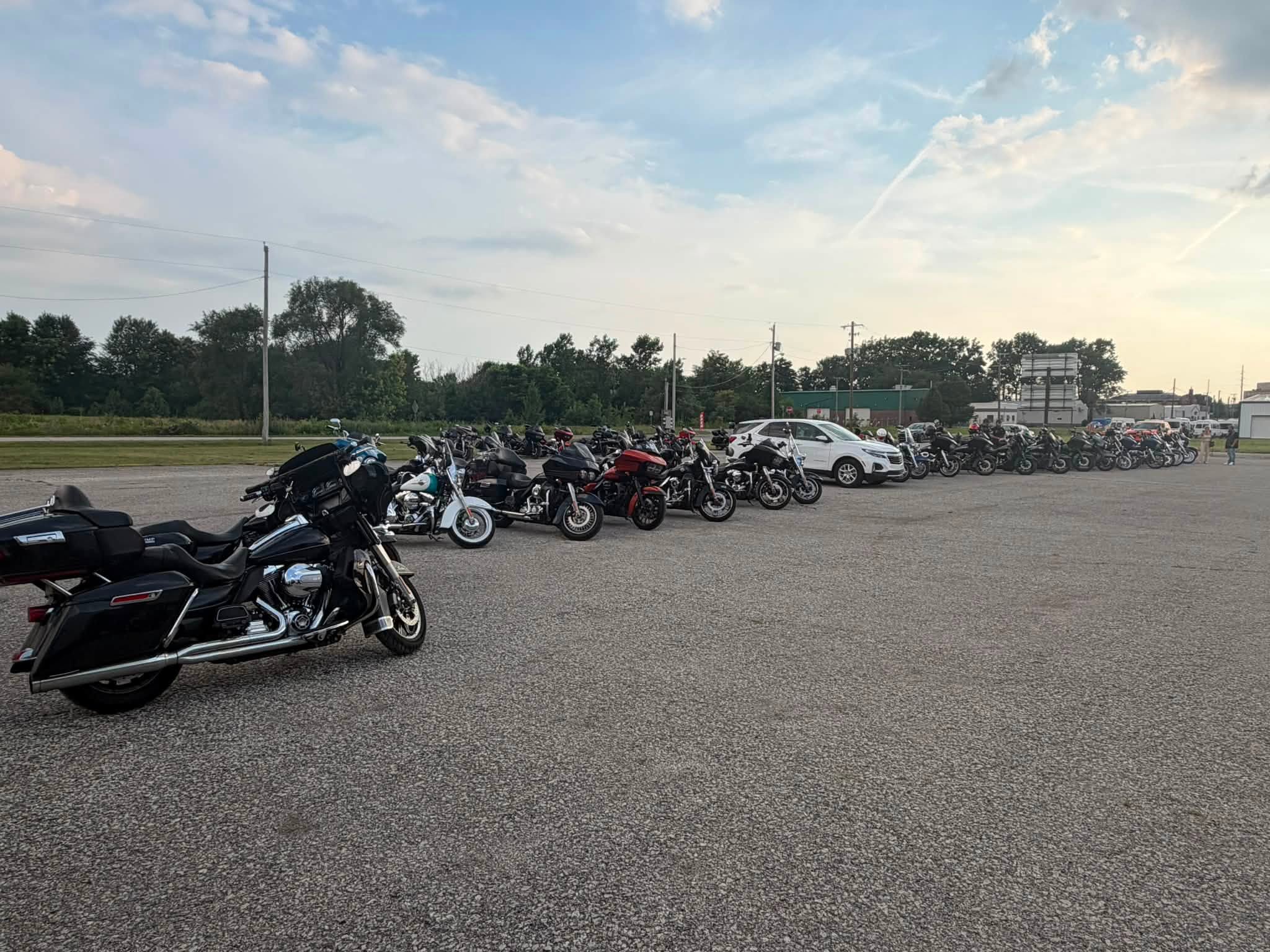 Motorcycles lined up out front on Bike Night