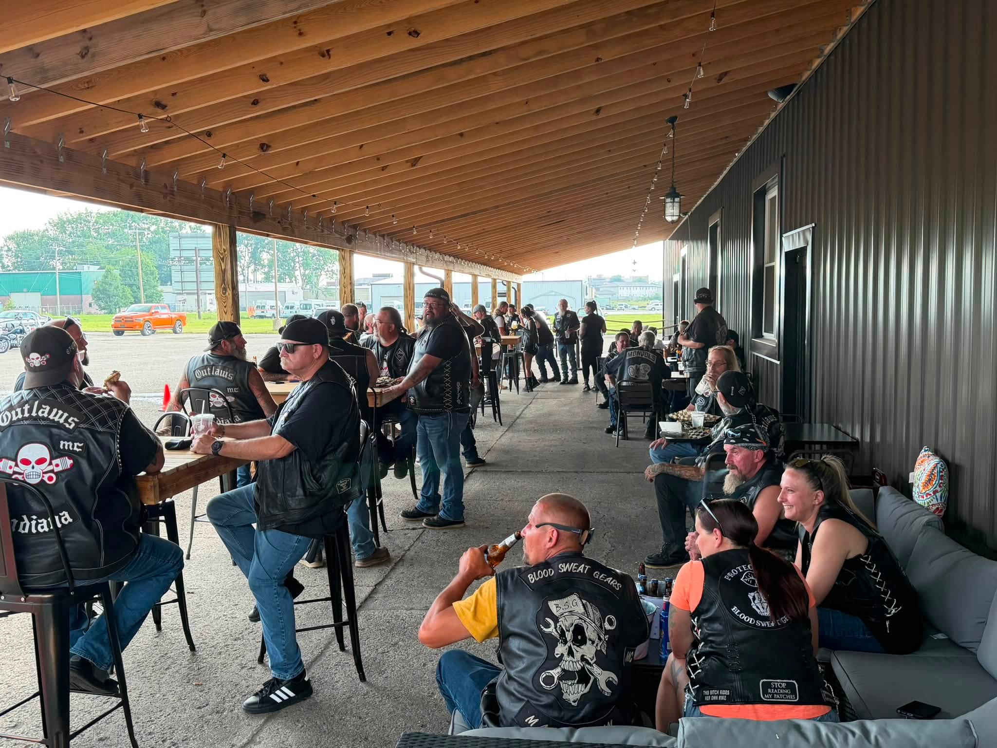 The covered patio full on a Bike Night